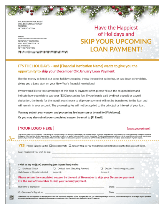 Skip A Payment Letter - Happy Holidays
