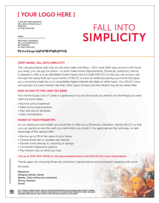 HELOC Letter - Fall into Simplicity