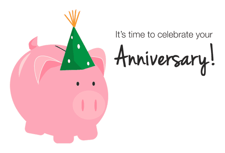 Account Anniversary or Birthday Postcard - Piggy Bank