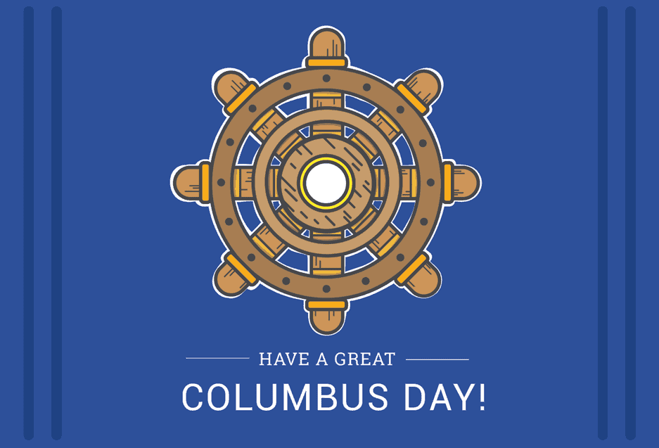 Columbus Day Postcard Template - Ship Wheel