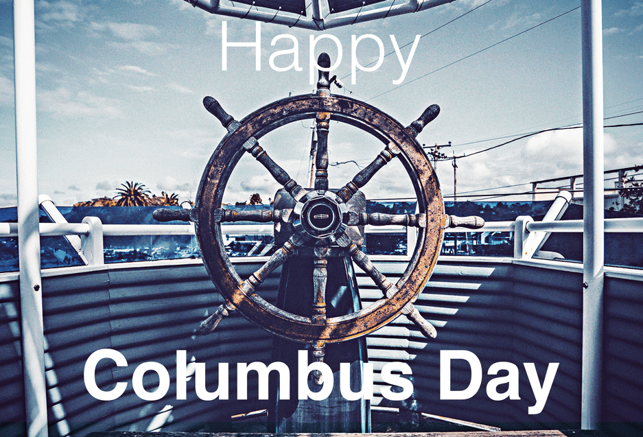 Columbus Day Postcard Template - Antique Ship