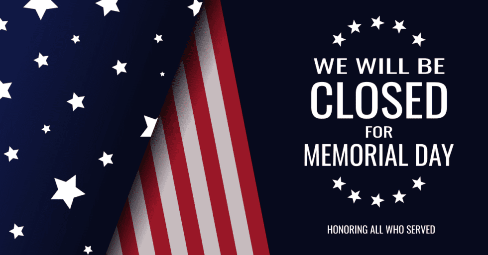 Closed Memorial Day Onovative