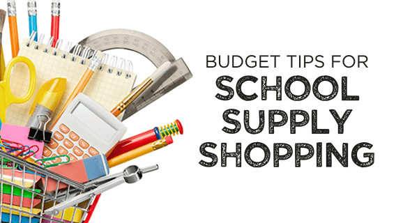 Shopping cart full of school supplies - budget tips for school supply shopping