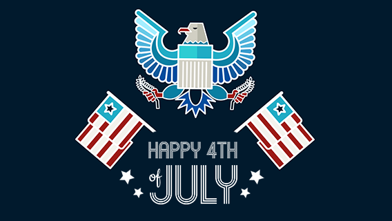 Happy 4th of July text with Eagle and flag graphics