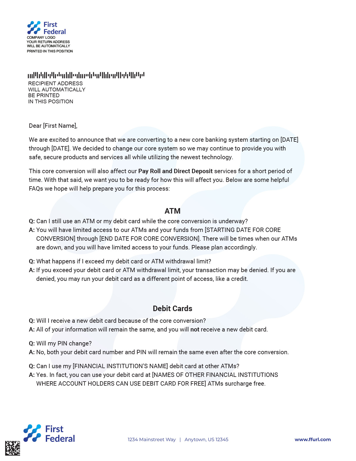 ATM/Debit card letter(FAQs Version) Core Conversion