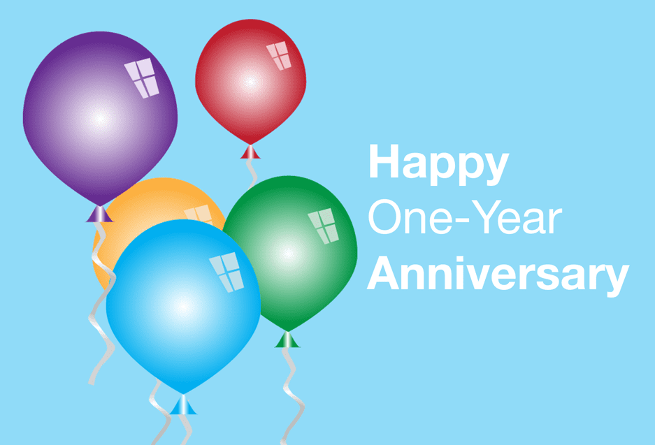 happy one-year anniversary image with balloons